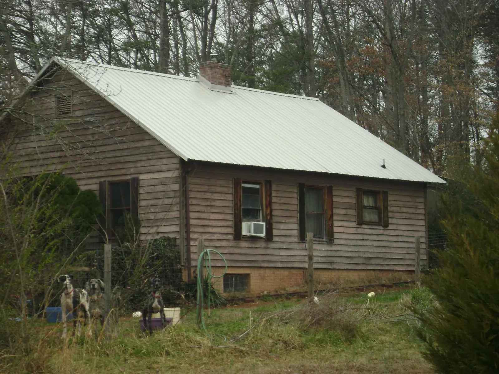 White metal roof on an old wood sided farmhouse, from a Asphalt Shingle Roof Repair job in White Earth
